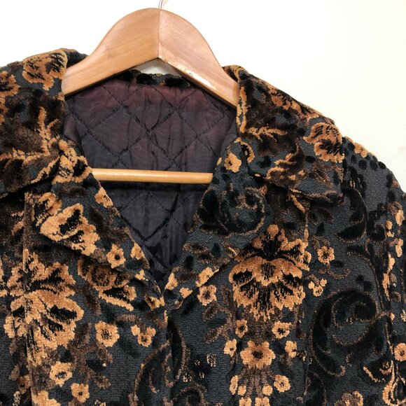 Vintage Brown and Black Chenille Tapestry Jacket with Quilted Lining - Picture 4 of 6